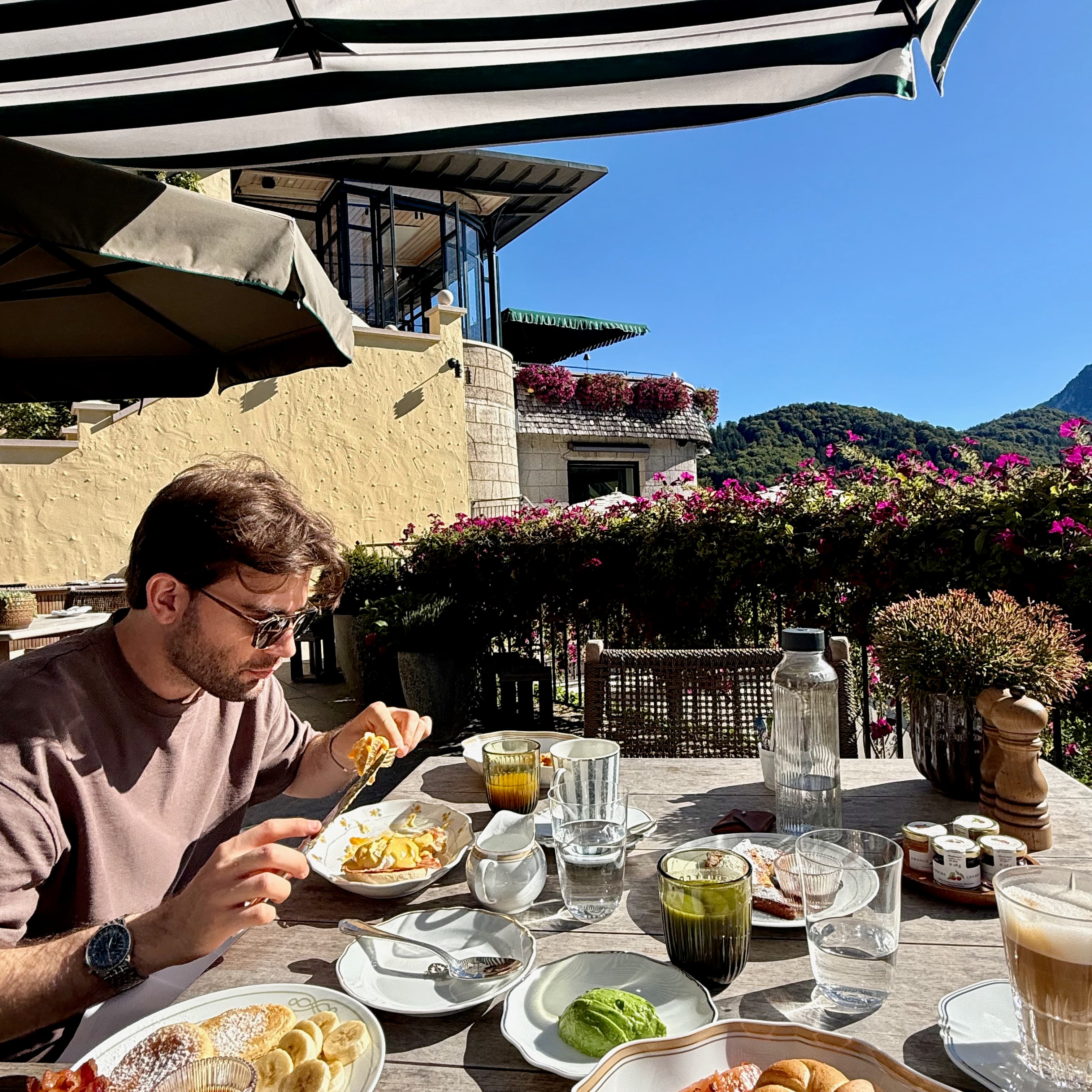 Nicolas, founder of Fat Voyage, on a hotel terrace